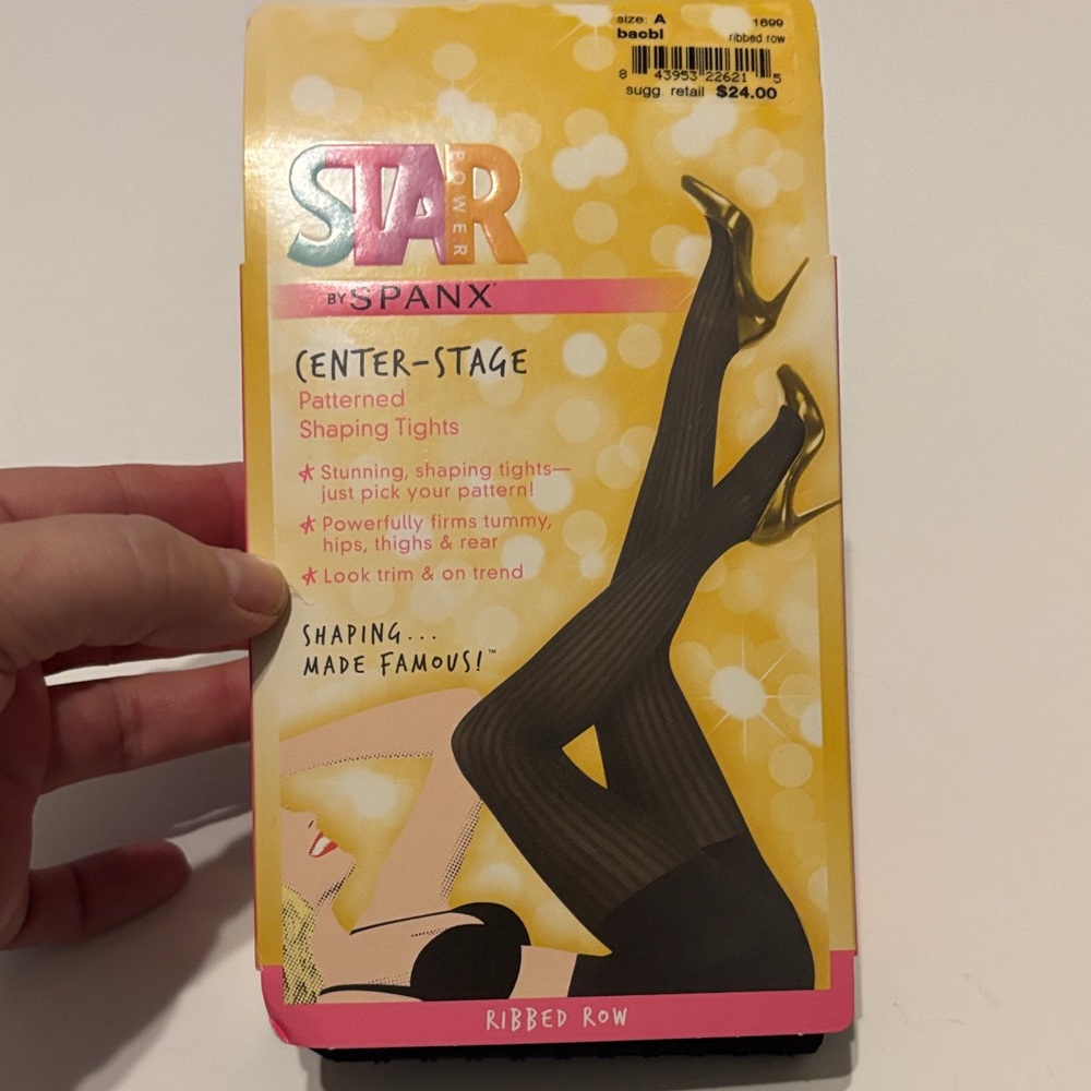 SPANX Black Ribbed Pattern Tights Size A